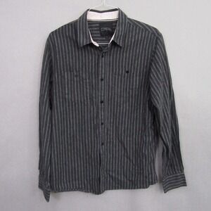 Coastal Mens Button Up‎ Shirt M Slim Gray Striped Long Sleeve 100% Cotton